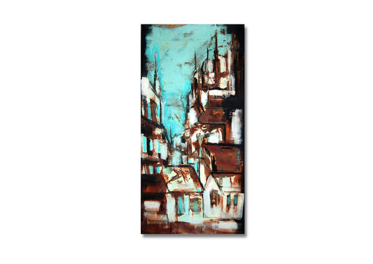 Mural - Atelier Culari Art: Unique cityscape, abstract painting, modern artwork.