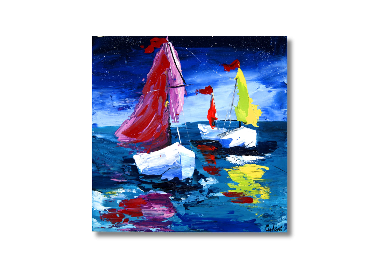 Mural - Unique sailing boat paintings: Spontaneously realistic masterpieces of modern painting by the sea