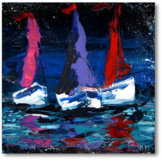 Mural - Sailboat Dreams: Spontaneously realistic masterpieces of modern painting in a marine ambience