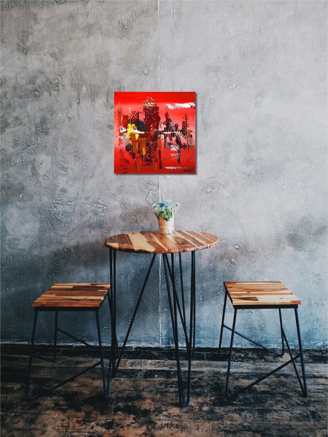 a chair and a table in a room 