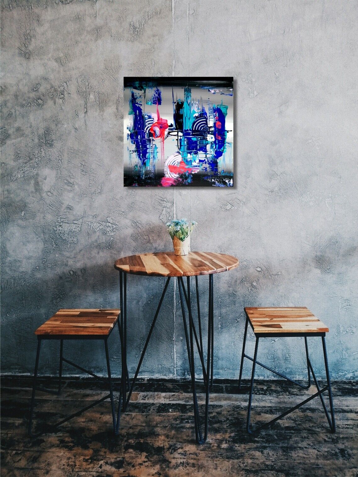 a living room with a chair and a television 