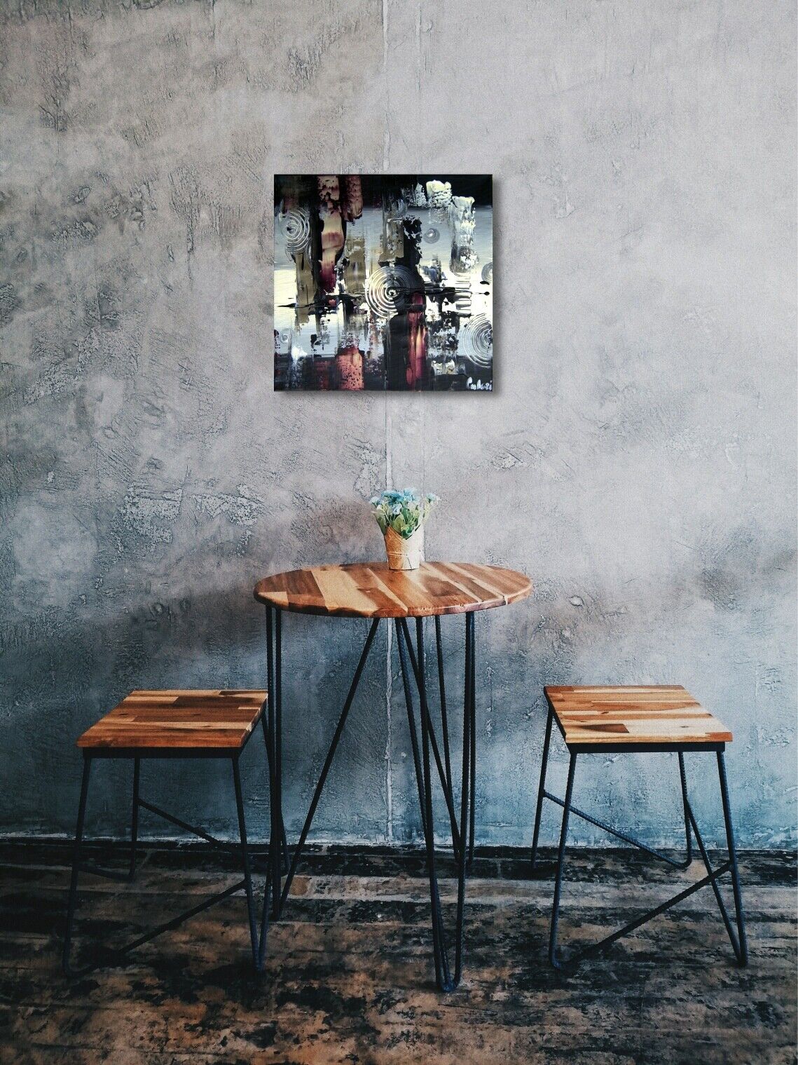 a chair and a table in a room 